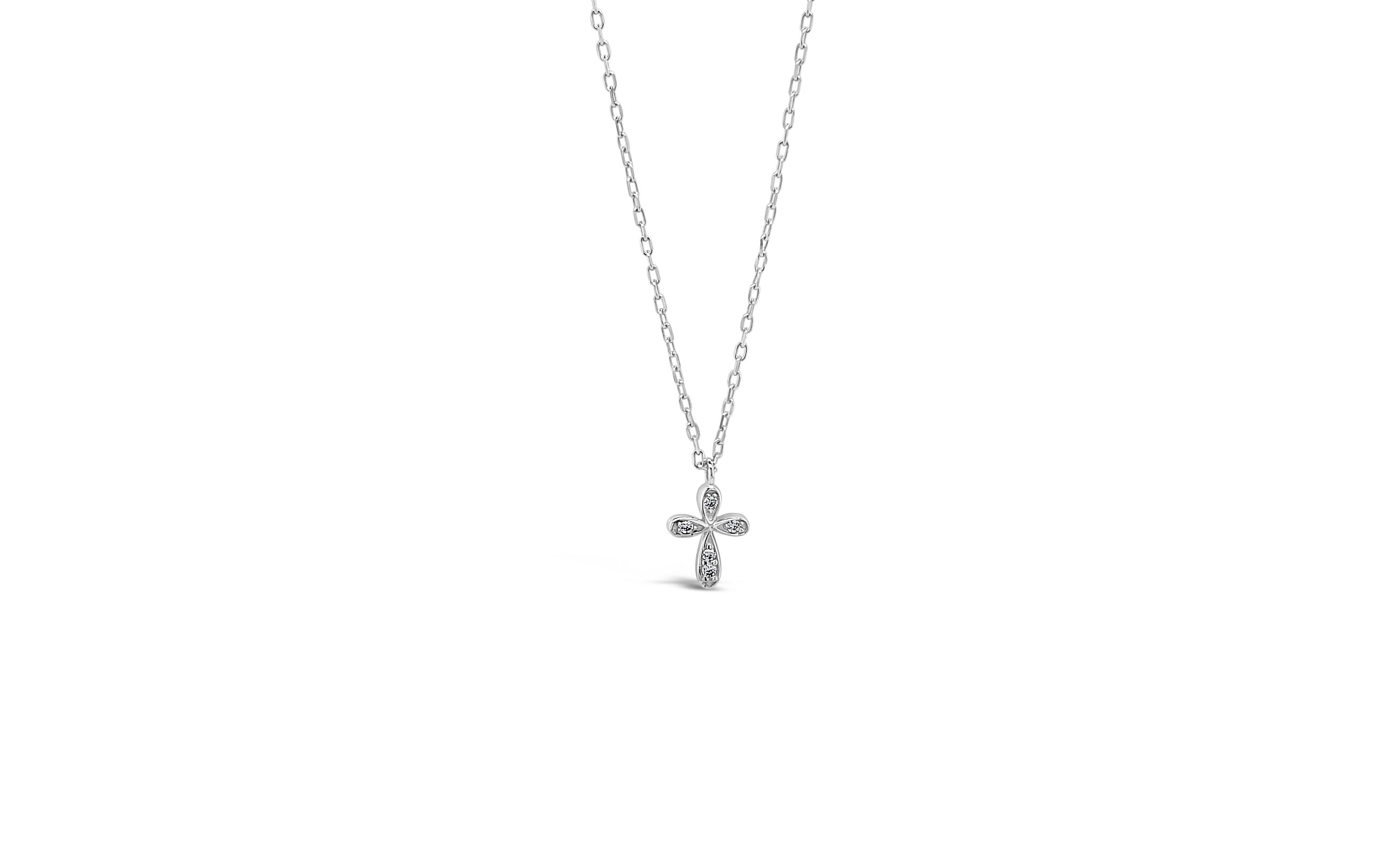 kids Silver cross necklace on a white background