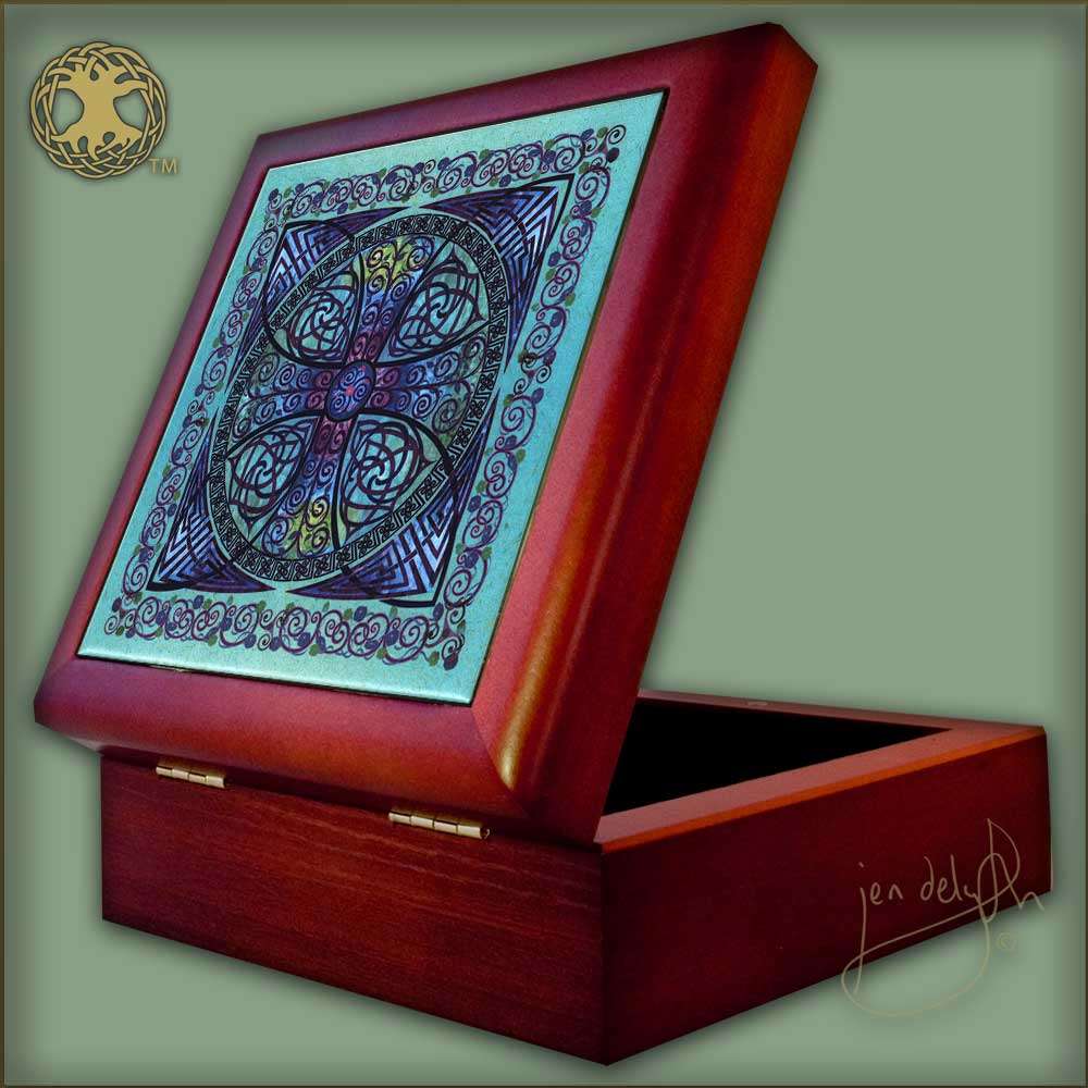 Celtic Tile Keepsake Box Cross Of Life