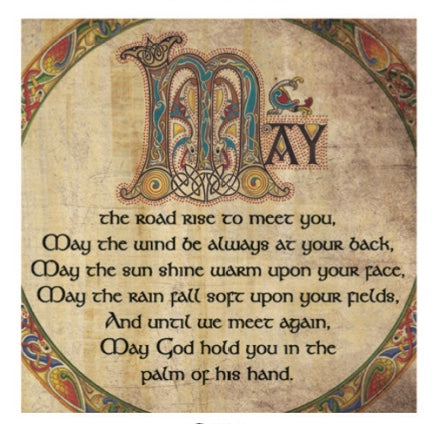 Decorative text with 'May' in an ornate style on a textured background