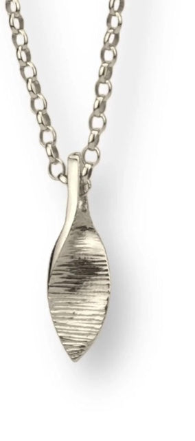 Silver pendant necklace on a white background