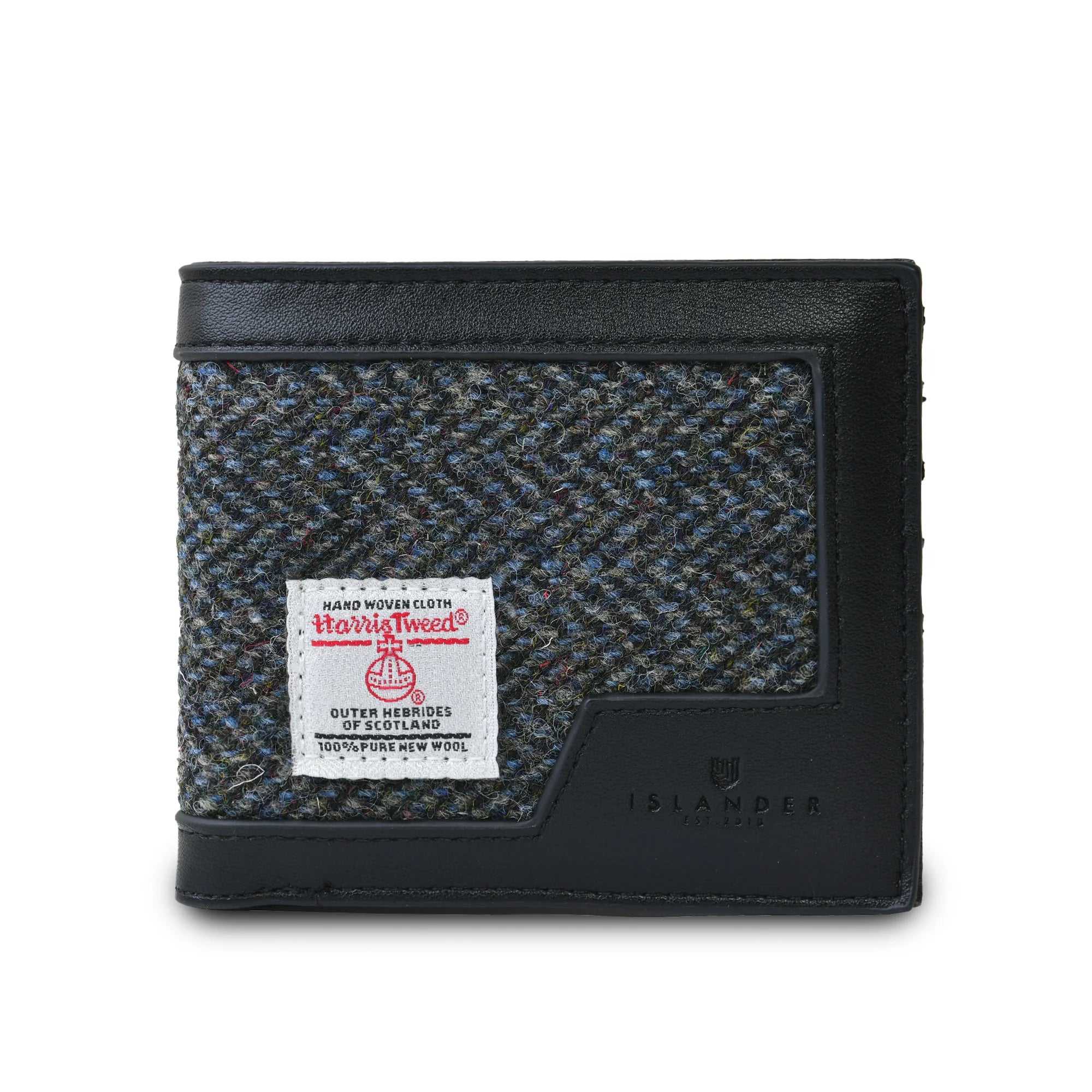 Harris Tweed wallet with a visible brand label on a white background