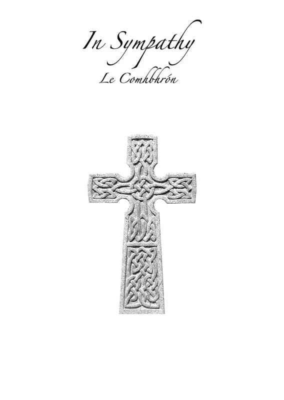 Celtic cross design on a white background with 'In Sympathy' text.