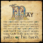 Decorative text with 'MAY' in ornate lettering on a textured background