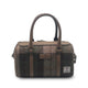 Chestnut tartan plaid handbag with brown straps on a white background