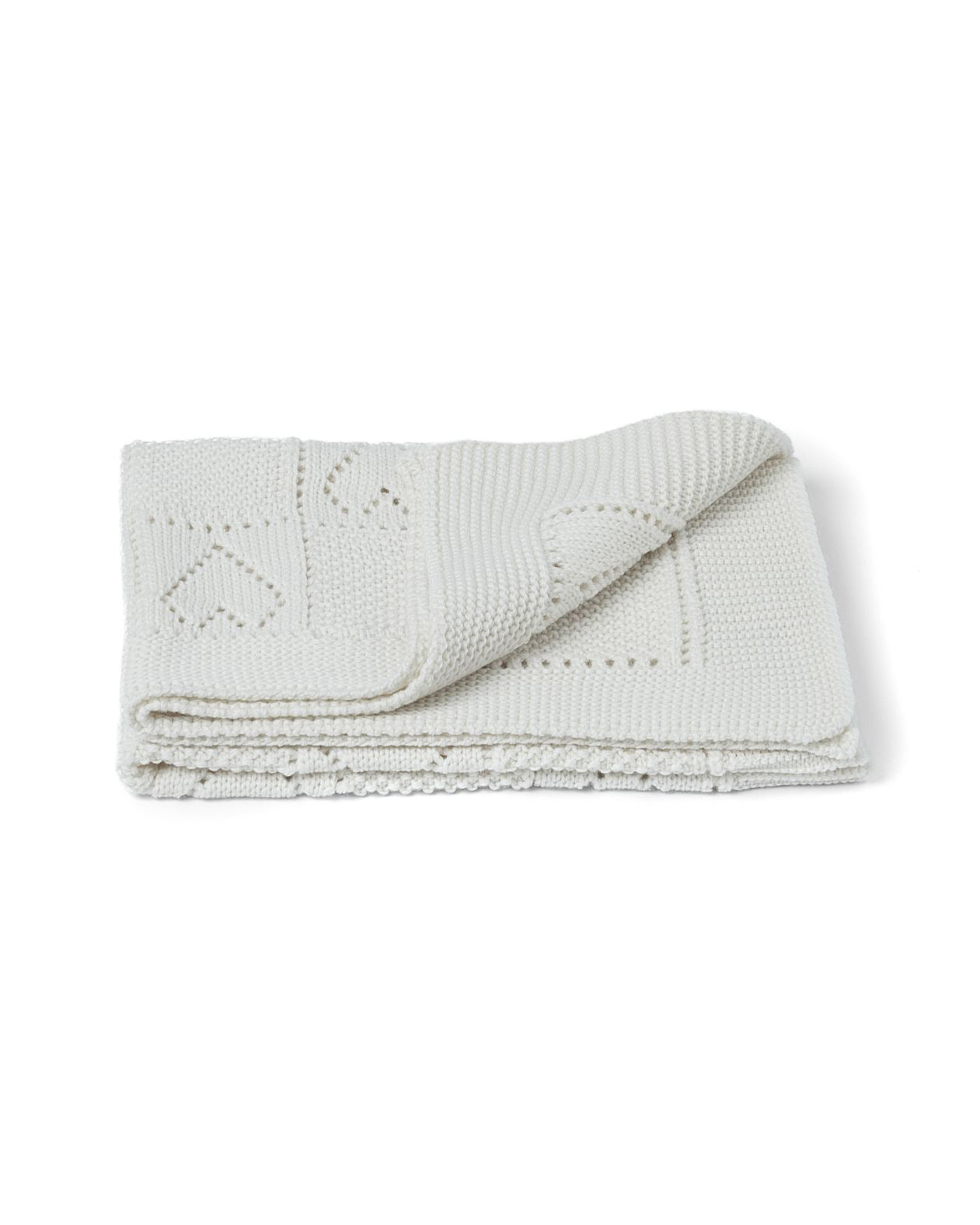 Folded textured blanket on a white background