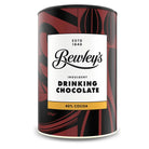 Bewley's drinking chocolate canister with red and black design on a white background
