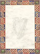 Decorative border with Celtic knot patterns on a textured background