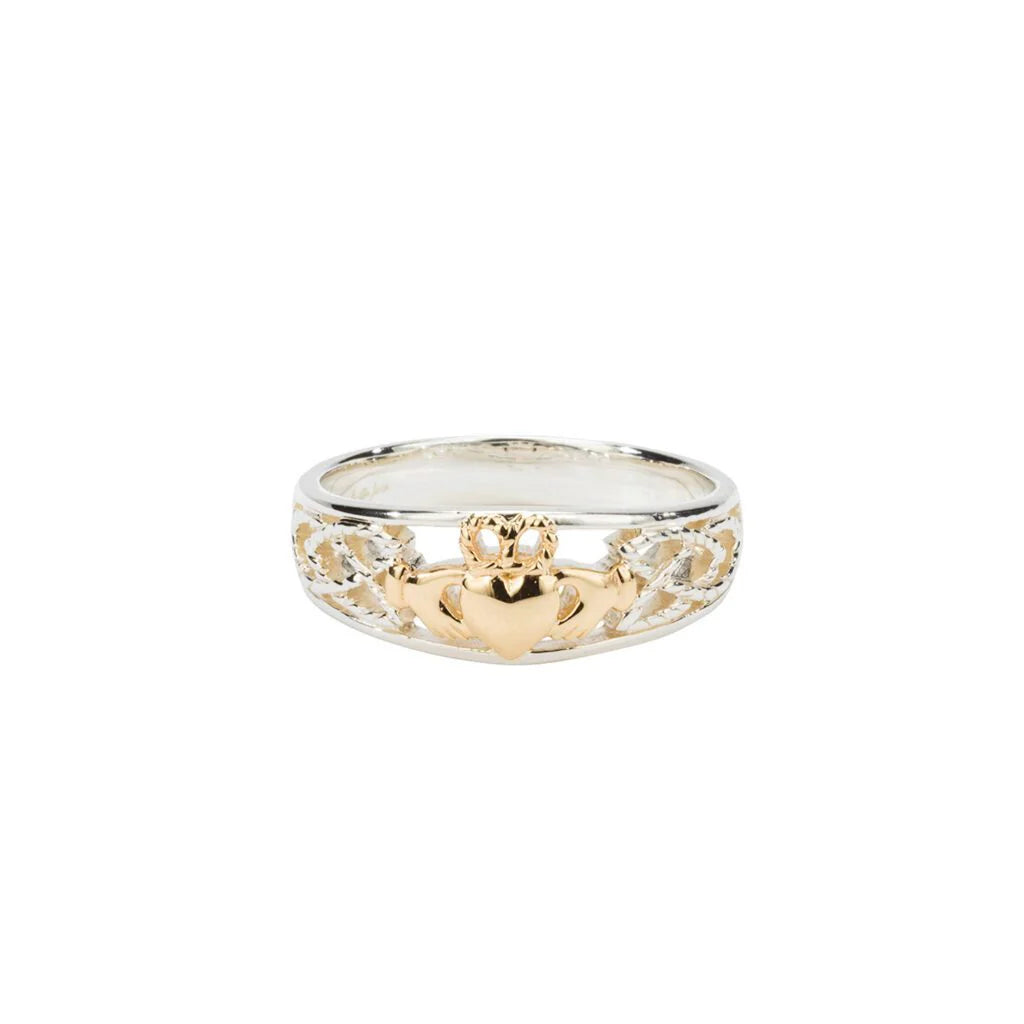 Claddagh Ring Sterling and 10kt Yellow Gold Center