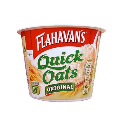 Flahavan's Quick Oats container on a white background