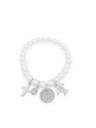 Silver bracelet with charms on a white background