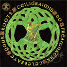 Decorative design tee shirt with Celtic knotwork and harp on a black background