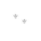 Pair of silver trinity knot earrings on a white background