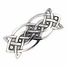 Silver Celtic knot hair barrette on a white background