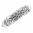 Silver Celtic knot design hair barrette on a white background