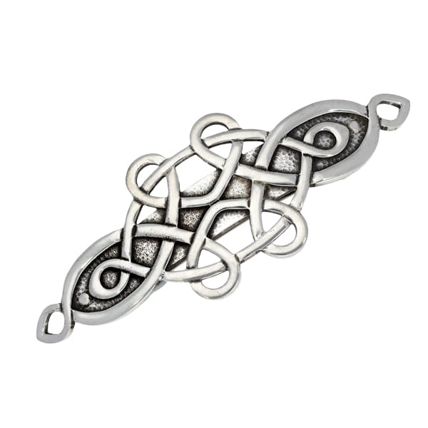 Silver Celtic knot Barrett on a white background
