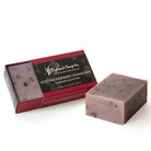 Scottish raspberry granachan soap with packaging on a white background