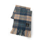 Plaid scarf with fringes on a white background