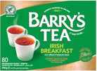 Barry's Tea packaging with two cups of tea on a green background