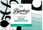 Bewley's Irish Breakfast tea packaging with a decorative background