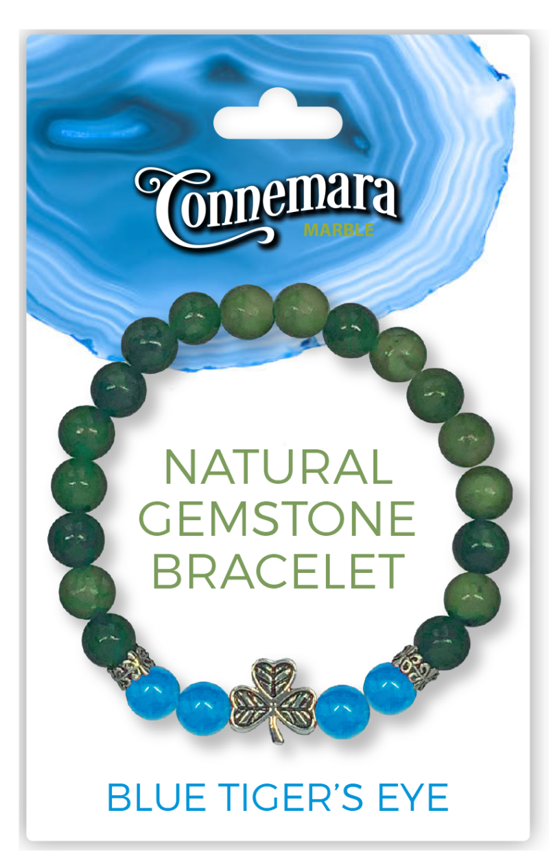 Connemara Marble & Blue Tiger's Eye bracelet made in Ireland.