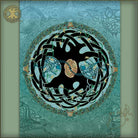 Decorative celtic journal with intricate Celtic knot design on a teal background