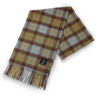 Plaid scarf with fringes on a white background
