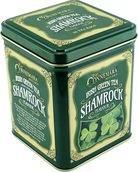 Green tea tin with shamrock design and Connemara Kitchen branding