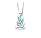 Necklace with a pendant featuring a Celtic knot design on a white background