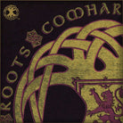Design with Celtic knotwork and lion emblem on a dark background, featuring the text 'Roots of Coomhar'.
