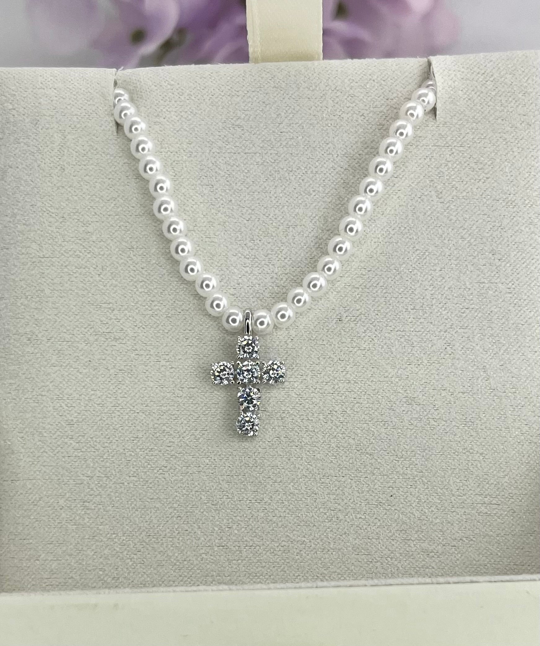 Pearl cross pendant for kids
