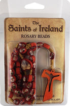 Packaged Rosary Beads with Saints of Ireland branding