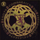 Scottish Tree of Life Celtic knotwork and a crest featuring a lion on a black background.