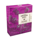 Purple box with floral design and 'Shortbread House of Edinburgh' branding on a white background